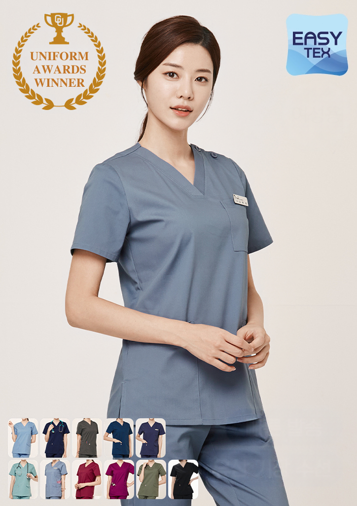 ST-509｜女款 V 領彈性刷手服套裝