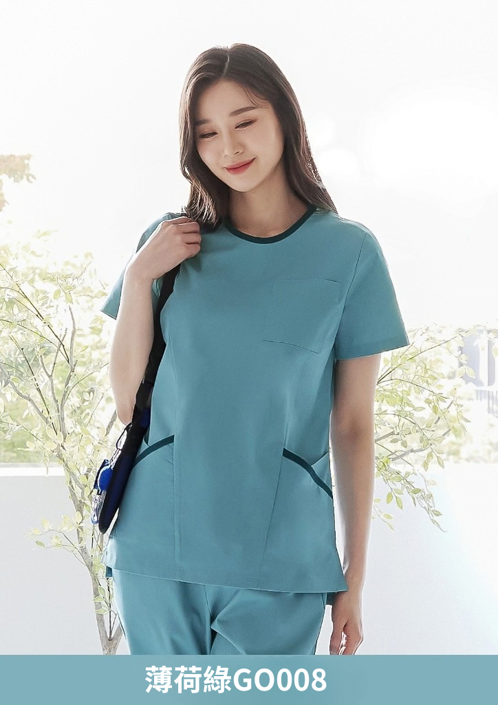ST-518｜圓領彈性刷手服套裝