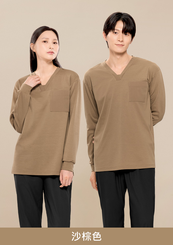 美型520 長袖｜男女中性款 V領醫療上衣