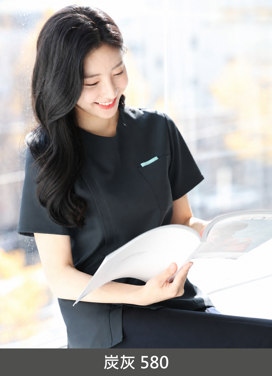 Smile185 | V領拉鍊護理上衣